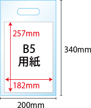 B5用紙(182x257mm)　B5用手提げ袋(200x340mm)